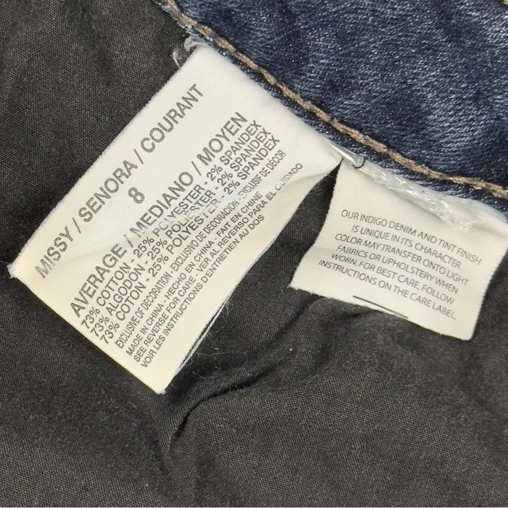 Nine West Vintage America Collection Bootcut Med Wash Gold Stitch Jeans SZ 29 - Picture 11 of 14